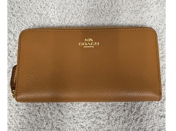 Coach Handbags - Coach Brown Pebbled Leather Continental Accordion Zip Wallet  #76949